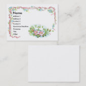 白い鳥、ピンクのリボン及び野生のバラ 名刺 (正面/裏面)