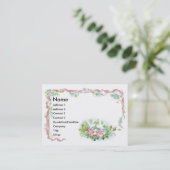 白い鳥、ピンクのリボン及び野生のバラ 名刺 (スタンド正面)