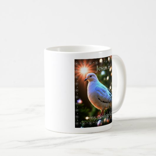 白い鳩とイエスが私の導き手だ コーヒーマグカップ (正面右)