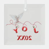 白い鳩とクリスマスジョイ ガラスオーナメント (裏面)