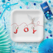 白い鳩とクリスマスジョイ ペーパープレート (パーティー)