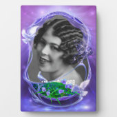 白い鳩とスミレのアートフレームプラーク フォトプラーク (正面)