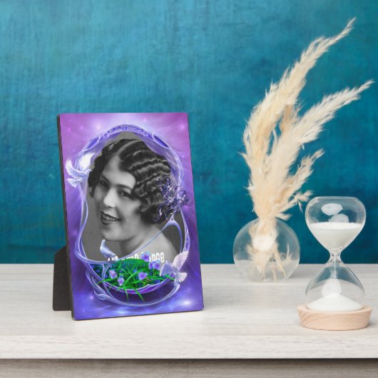 白い鳩とスミレのアートフレームプラーク フォトプラーク (側面)