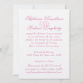 白い鳩とピンクのリボンのフォーマルな結婚式招待状 招待状 (裏面)