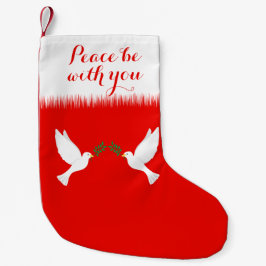 白い鳩と一緒に平和を スモールクリスマスストッキング