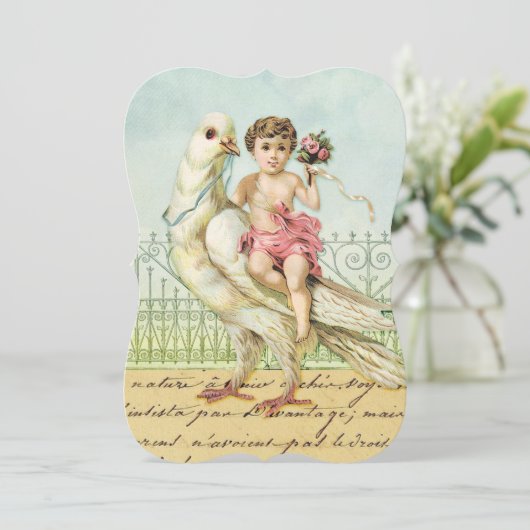 白い鳩と天使の赤ちゃんシャワー2 招待状 (スタンド正面)