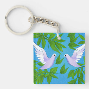 白い鳩のペア キーホルダー