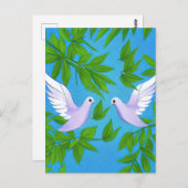 白い鳩のペア ポストカード (正面/裏面)