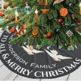 白い鳩の星三日月のクリスマス フリース ツリースカート