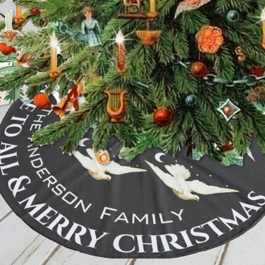 白い鳩の星三日月のクリスマス フリース ツリースカート