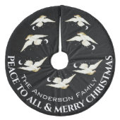 白い鳩の星三日月のクリスマス フリース ツリースカート (正面)