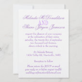 白い鳩の紫のリボンのフォーマル結婚式の招待 招待状 (裏面)