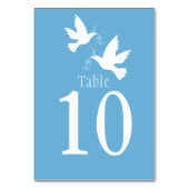 白い鳩の結婚鳥の青いイベントテーブル番号 テーブルナンバー (正面)