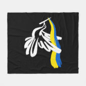 白い鳩をサポートするウクライナの黄色い青い旗 フリースブランケット (正面(横))