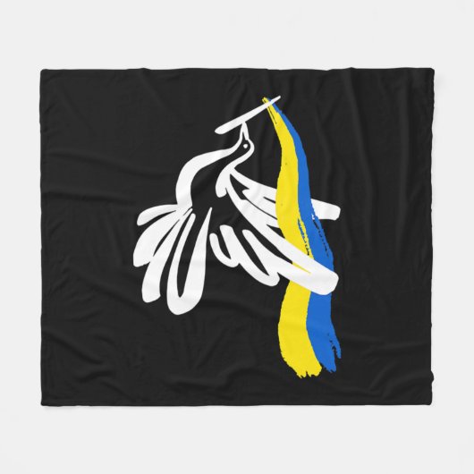 白い鳩をサポートするウクライナの黄色い青い旗 フリースブランケット (正面(横))