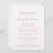 白い鳩ピンクのリボンの計画の変更結婚のピンク 招待状 (裏面)