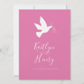 白い鳩ピンクのリボンの計画の変更結婚のピンク 招待状 (正面)