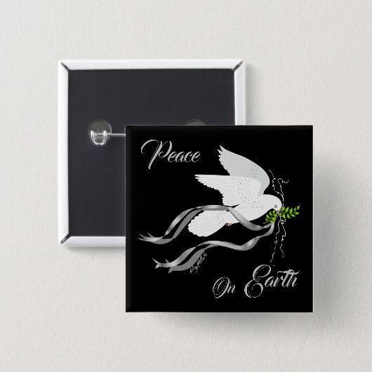 白い鳩ボタン 缶バッジ (正面&裏面)