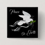 白い鳩ボタン 缶バッジ (正面)