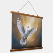 白い鳩飛んでいる 吊り下げ型タペストリー (傾斜あり)
