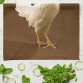 白い鶏のオンドリの雌鶏 キッチンタオル (折り畳み)