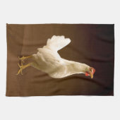 白い鶏のオンドリの雌鶏 キッチンタオル (横)