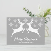 白い鹿の形が灰色に雪と文字 シーズンカード (スタンド正面)