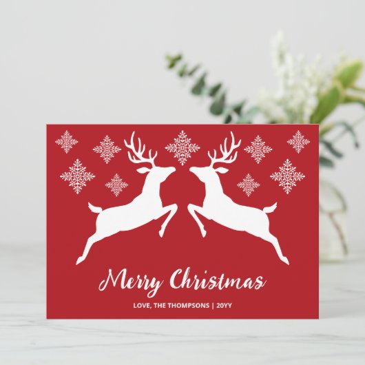 白い鹿の形が赤く雪片と文字 シーズンカード (スタンド正面)