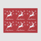 白い鹿の形が赤く雪片と文字 薄葉紙 (正面)