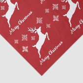 白い鹿の形が赤く雪片と文字 薄葉紙 (詳細)