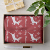 白い鹿の形が赤く雪片と文字 薄葉紙 (ギフト)