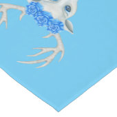 白い鹿の頭大きな〔雄ジカの〕枝角ブルーバラの行 ショートテーブルランナー (コーナー)