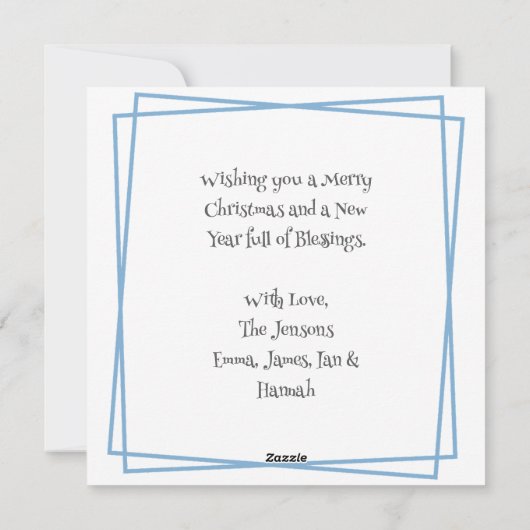 白い鹿の魔法の魔法のクリスマスフォレスト シーズンカード (裏面)