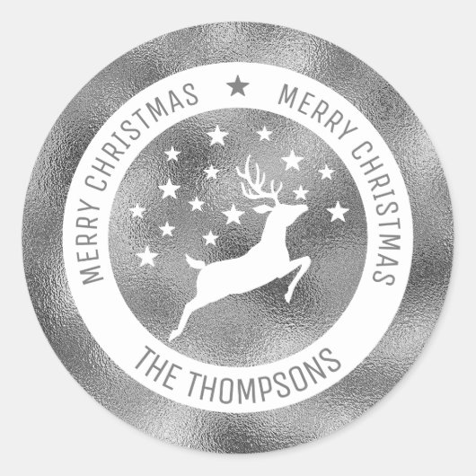 白い鹿 – 銀フェイク箔の外観(ホイル実在ではない) ラウンドシール (正面)