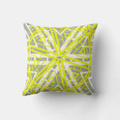 白い黄色と暖かいグレーの抽象芸術パターン枕 クッション (裏面)