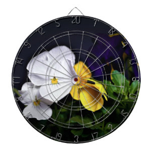 白い黄色と紫のパンジー ダーツボード