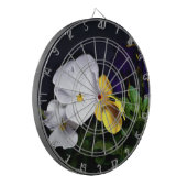 白い黄色と紫のパンジー ダーツボード (正面左)