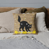 白い黄色のかわいいラップの上のペットの黒モダン猫 クッション