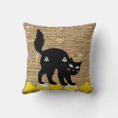 白い黄色のかわいいラップの上のペットの黒モダン猫 クッション (裏面)