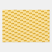 白い黄色のオレンジ色の上にトリプルヒマワパタン ラッピングペーパーシート (正面3)