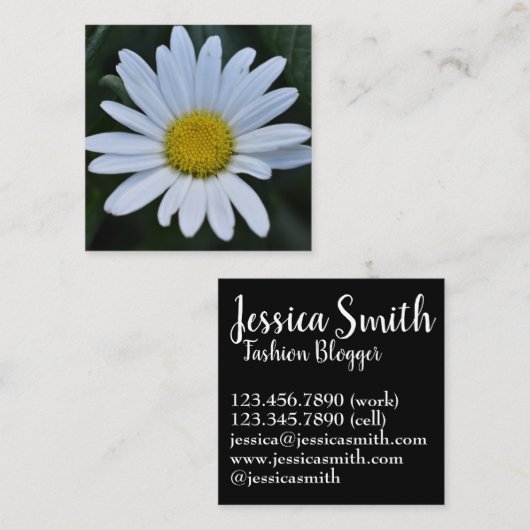 白い黄色のデイジー花のデイジー自然写真 スクエア名刺 (正面/裏面)