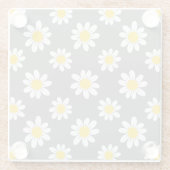 白い黄色のデイジー ガラスコースター (裏面)