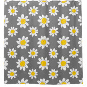 白い黄色のデイジー シャワーカーテン (正面)