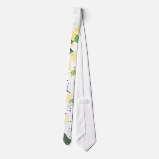 白い黄色のフローラの花の桜の首のネクタイ ネクタイ (裏面)