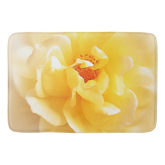 白い黄色のローズソフトライトカラー バスマット (正面)
