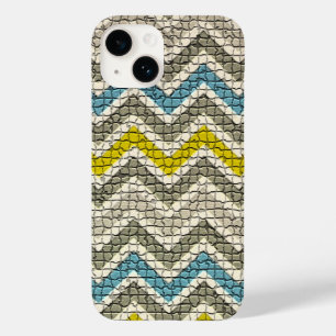 白い黄色の灰色の青のモザイクの山形 Case-Mate iPhone 14ケース