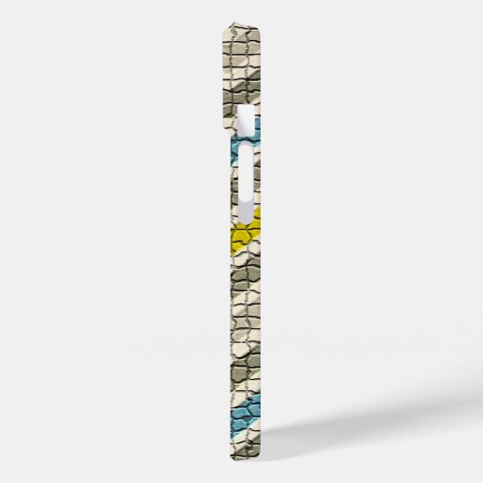 白い黄色の灰色の青のモザイクの山形 Case-Mate iPhoneケース (裏面 / 左)