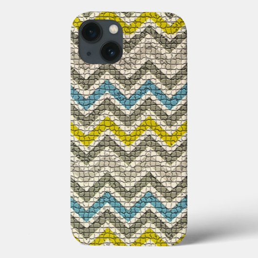 白い黄色の灰色の青のモザイクの山形 Case-Mate iPhoneケース (裏面)