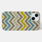 白い黄色の灰色の青のモザイクの山形 Case-Mate iPhoneケース (裏面 (横))