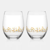 白い黄色の牧草地の野結婚花 ステムなしワイングラス (裏面)